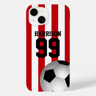 Bola de Futebol Personalizada de Stripes Vermelhas