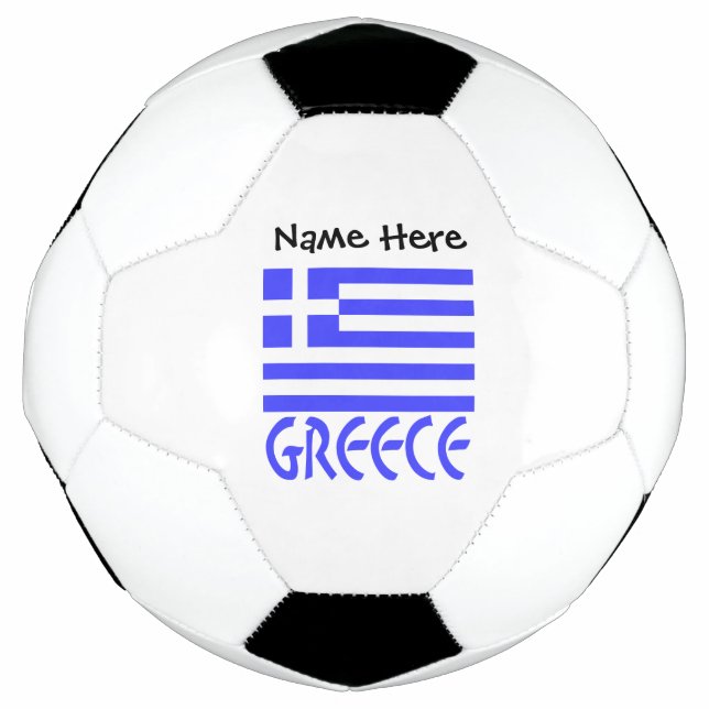 Bola De Futebol Personalizado com a Grécia e a Bandeira Grega  (Frente)