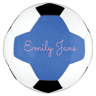 Bola De Futebol Personalizado o nome de script azul e rosa persona