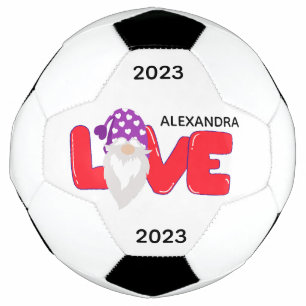 Bola De Futebol Personalize o Gnomo Heart Red Purple Soccer