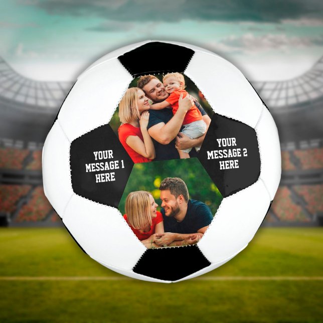 Bola De Futebol Personalized 2 Photo Message Soccer Ball (Criador carregado)