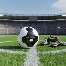 Bola De Futebol Personalized Black and White Football with Custom 