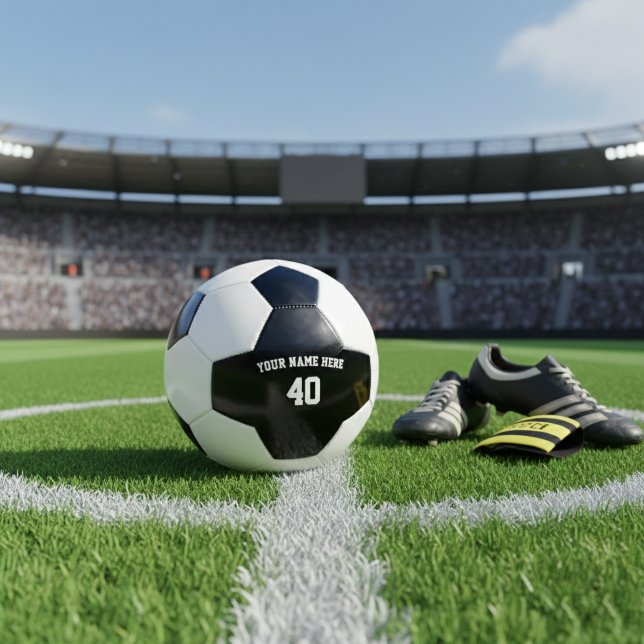 Bola De Futebol Personalized Black and White Football with Custom  (Criador carregado)
