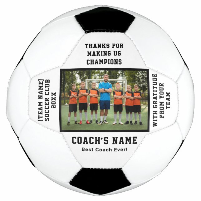 Bola De Futebol Personalized Football Team Coach with Photo Text (Frente)
