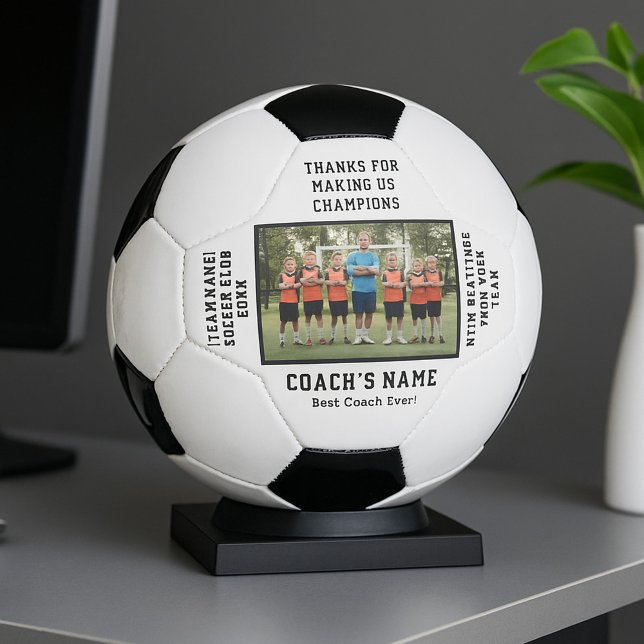 Bola De Futebol Personalized Football Team Coach with Photo Text (Criador carregado)