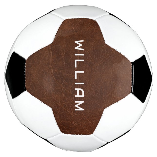 Bola De Futebol Personalized Name Brown Leather Texture (Invertido)