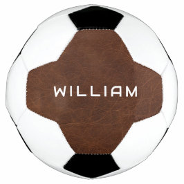 Bola De Futebol Personalized Name Brown Leather Texture