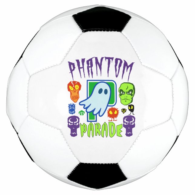 Bola De Futebol Phantom parade spooky design do crânio fantasma (Frente)
