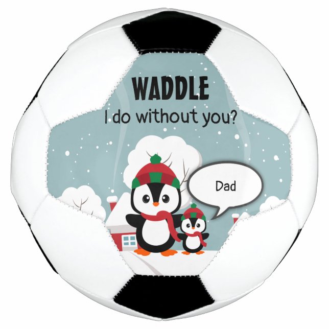 Bola De Futebol Pinguim De Bebê De Cinza Bonita Na Neve De Inverno (Frente)