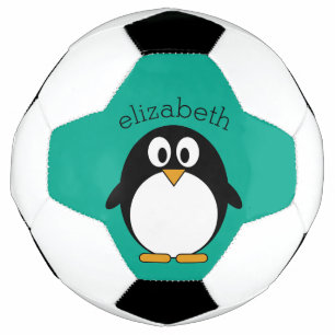Bola De Futebol pinguim-esmeraldo e preto de desenho animado