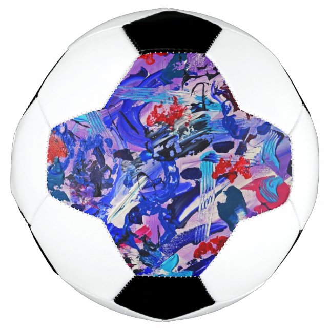 Bola De Futebol Pintura abstrato azul-branca (Frente)