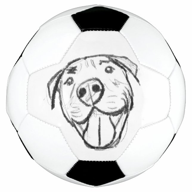 Bola De Futebol pitbull desenhando simples cão amante branco preto (Frente)