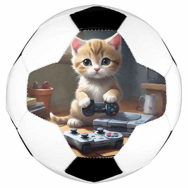 Bola De Futebol "Pixel Paws: The Gamer Kitten in Action" (Frente)
