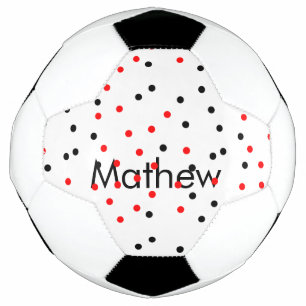 Bola De Futebol Pontos pretos vermelhos adicionam texto com nome l