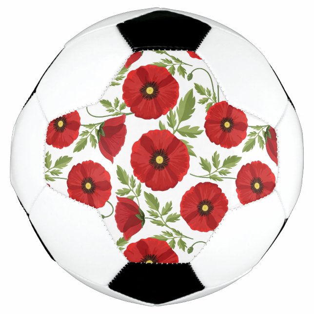 Bola De Futebol Poppy alegre Flores de Verão (Frente)