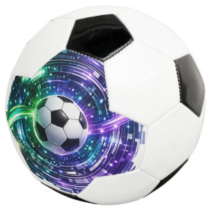 Bola De Futebol Portal Cibernético Futurista Verde Roxo Vibrante