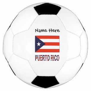 Bola De Futebol Porto Rico e a bandeira porto-riquenha com seu nom