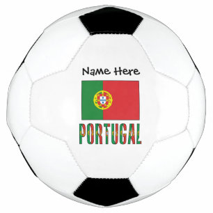 Bola De Futebol Portugal e Bandeira Portuguesa com o Seu Nome Fute