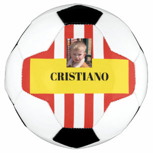 Bola De Futebol Presente personalizado vermelho, branco e amarelo