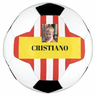 Bola De Futebol Presente personalizado vermelho, branco e amarelo