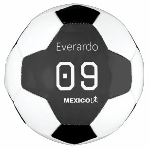 Bola de Futebol Preta México Nome Personalizado Fo