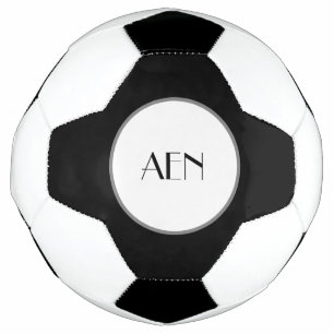 Bola De Futebol Preto Branco Cinza Monogramado