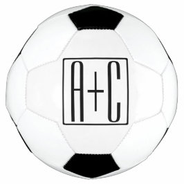 Bola De Futebol Preto & Branco | Iniciais de Casais