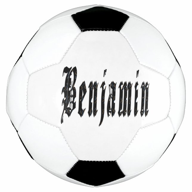 Bola De Futebol Preto - Nome Benjamin, Soccerball (Frente)