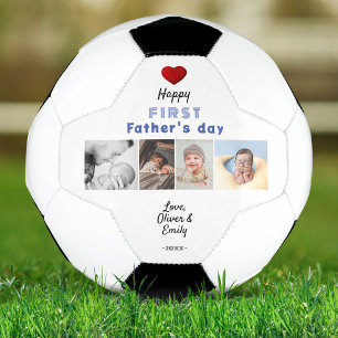 Bola De Futebol Primeiro Dia dos Pais Coração Vermelho 4 Colagem d