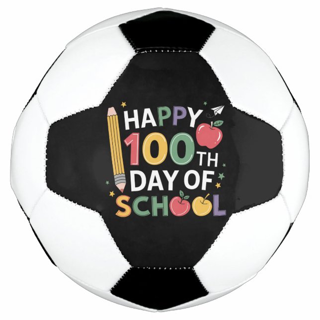 Bola De Futebol Professores do 100º Dia de Aula Feliz 100 Dias (Frente)