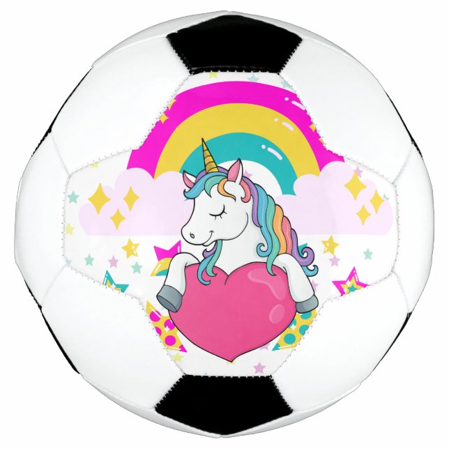 Bola De Futebol Rainbow Unicorn com estrelas (Frente)