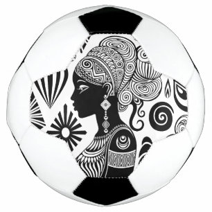 Bola De Futebol Rapariga africana Retrato Tribal Tatuagem