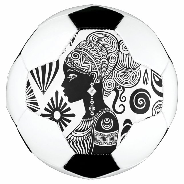 Bola De Futebol Rapariga africana Retrato Tribal Tatuagem (Frente)