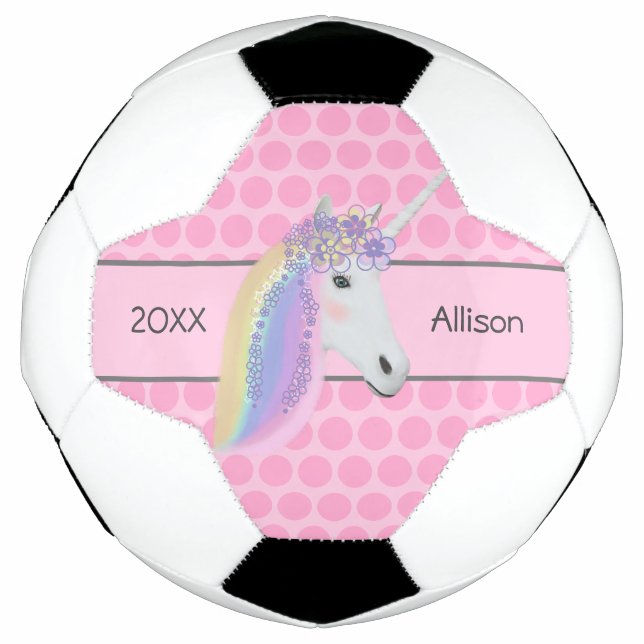 Bola De Futebol Raparigas Personalizadas do Arco-Íris Rosa, (Frente)