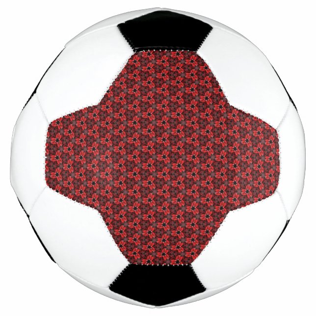 Bola de Futebol Red and Black Floral (Frente)