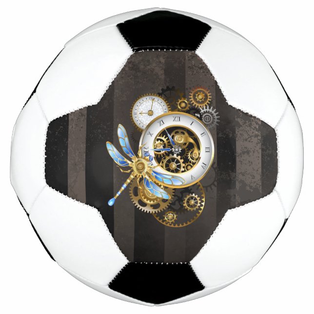 Bola De Futebol Relógio Steampunk com Dragonfly Mecânica (Frente)