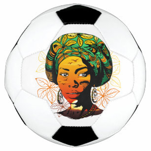 Bola De Futebol Retrato de Mulher Africana com Sunset