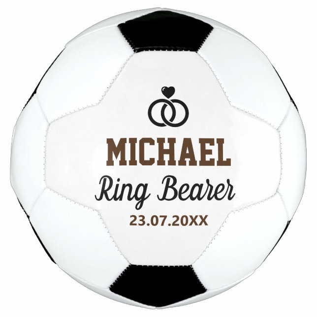 Bola De Futebol Ring Bearer Wedding Obrigado (Frente)