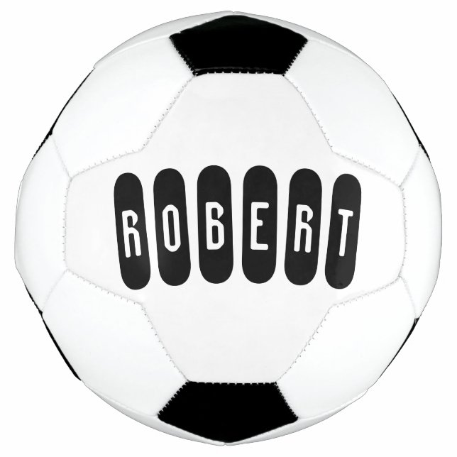 Bola De Futebol Robert Mens Name Em Preto E Branco, (Frente)