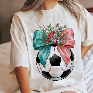 Bola de Futebol Rosa Arcos Azuis Arte Floral Aquar