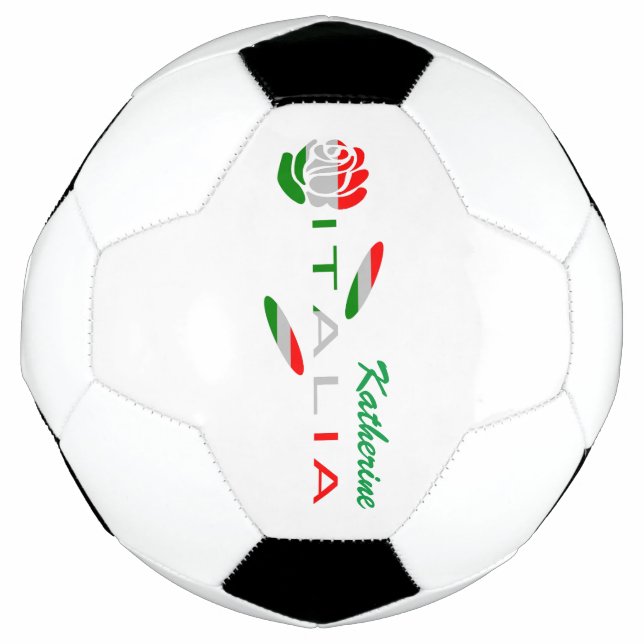 Bola De Futebol Rosa Bandiera Italiana con Italia Personalizada (Frente)