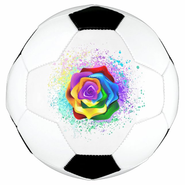Bola De Futebol Rosa de arco-íris colorido (Frente)