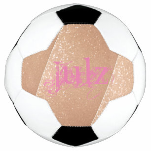 Bola De Futebol Rosa Dourado Bonito na Personalização Rosa