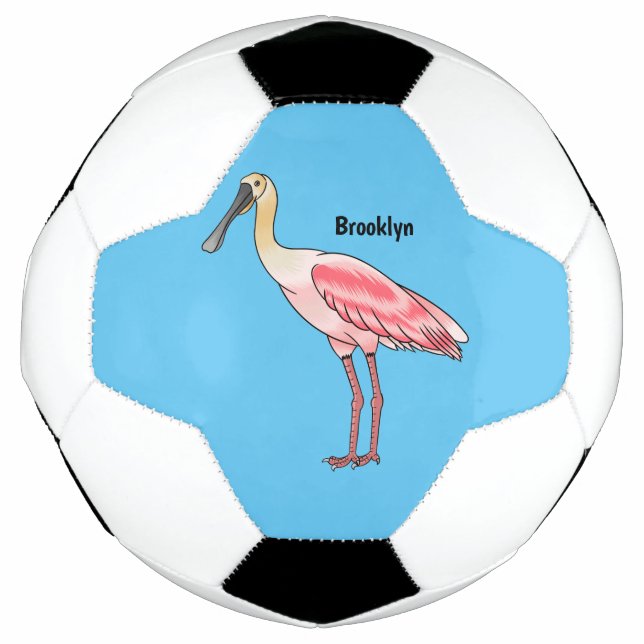 Bola De Futebol Roseate spoonbill bird cartoon illustration (Frente)