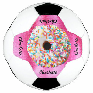 Bola De Futebol Rosquinha rosa-branca personalizada moderna