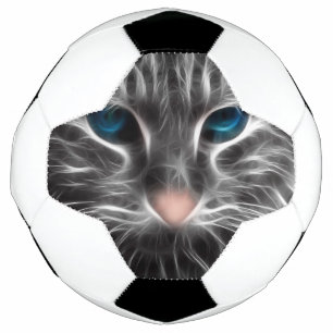 Bola De Futebol Rosto de Gato Azul Incrível