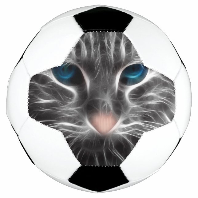 Bola De Futebol Rosto de Gato Azul Incrível (Frente)