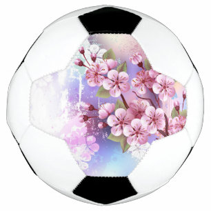 Bola De Futebol Sakura rosa no fundo da pintura