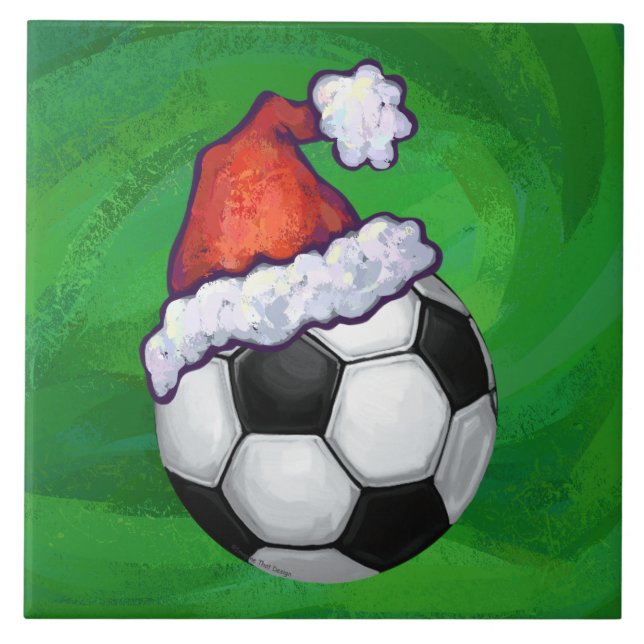 Bola de Futebol Santa Hat em Verde (Frente)