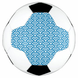Bola De Futebol Seigaiha, Ondas, Japonês, Azul e Branco